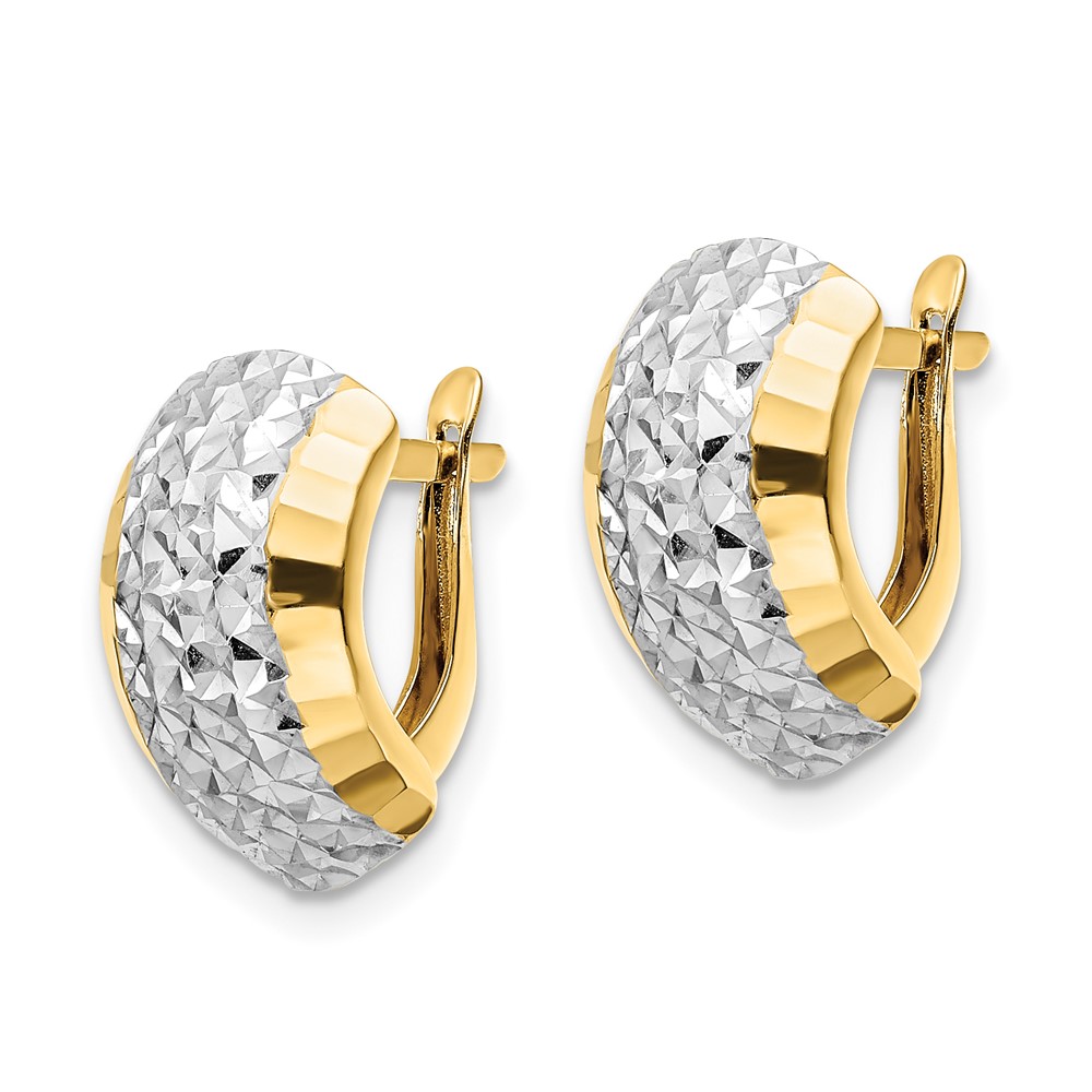 14k w/ White Rhodium Diamond-cut Hinged Earrings (YE1906)