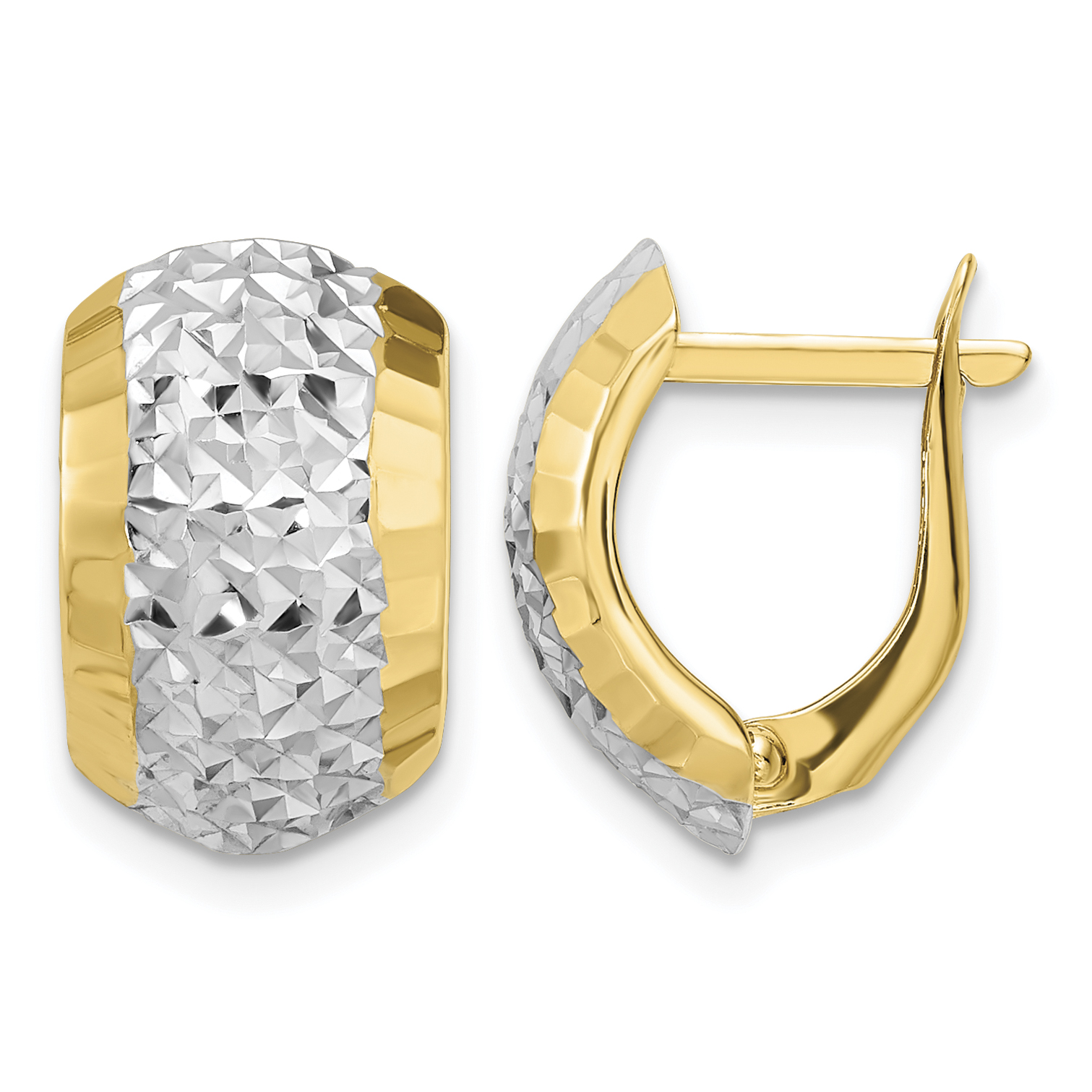 14k w/ White Rhodium Diamond-cut Hinged Earrings (YE1906)