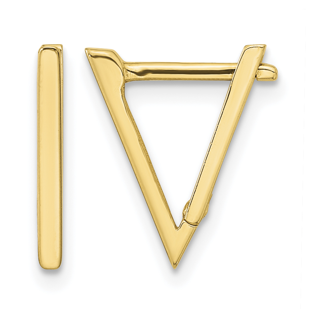 14K Polished Triangle Hoop Earrings (YE1918)
