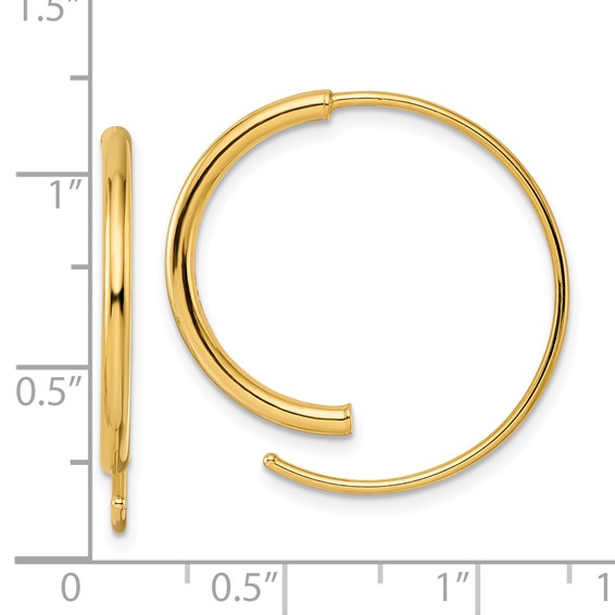 14k Polished Round Wire Threader Earrings