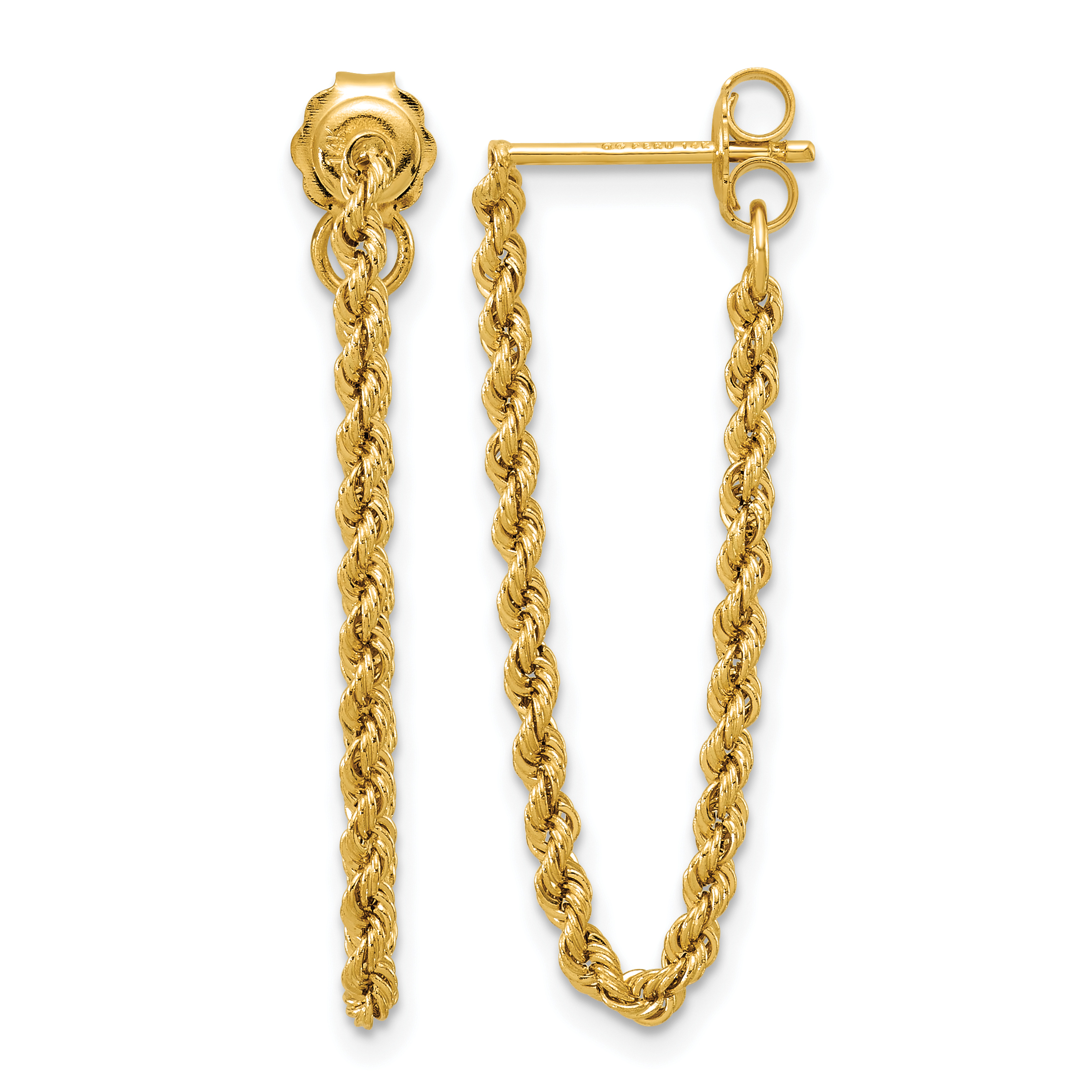 14k Polished Rope Dangle Earrings (YE1927)