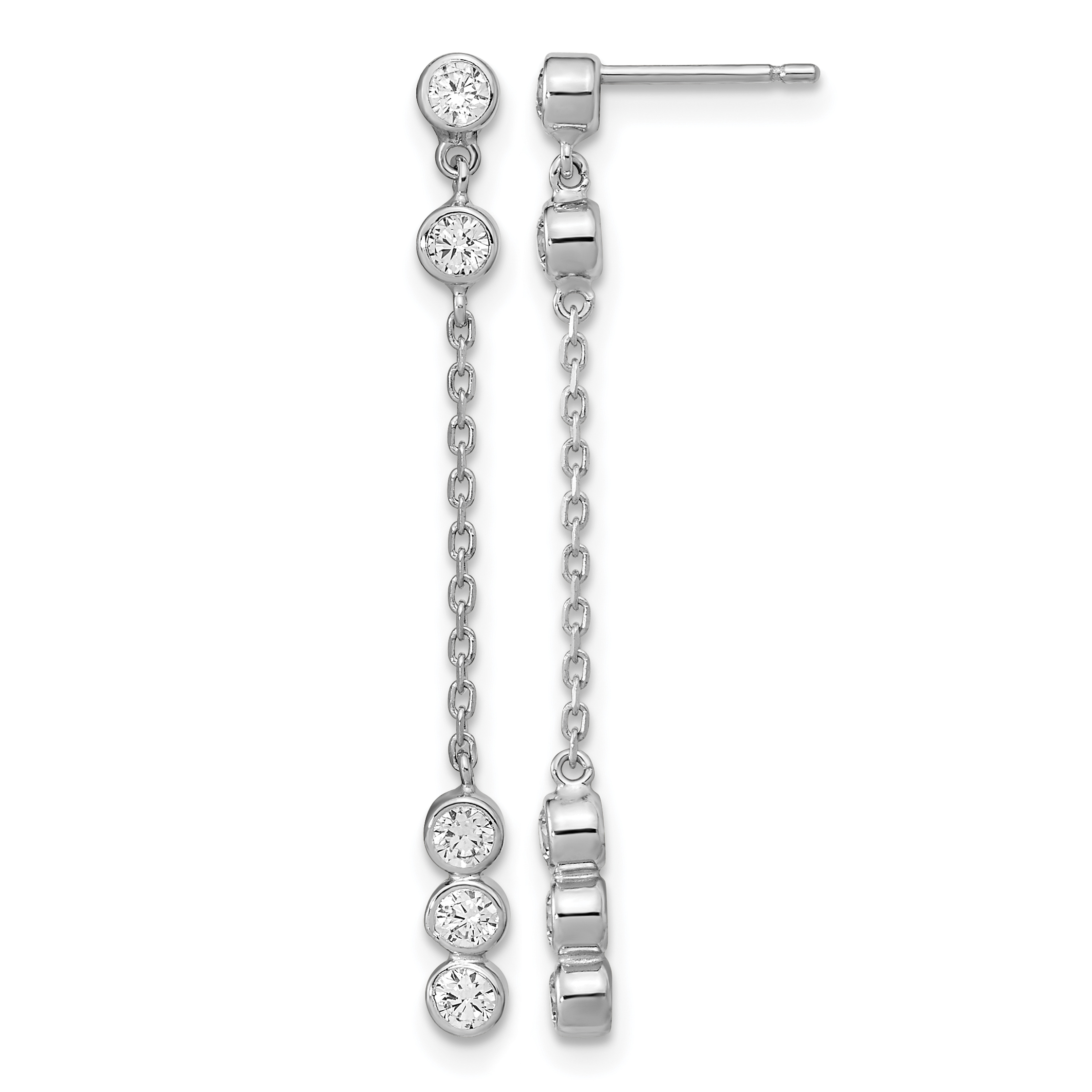 14K White Gold CZ  Chain Link Dangle Earrings (YE1929)