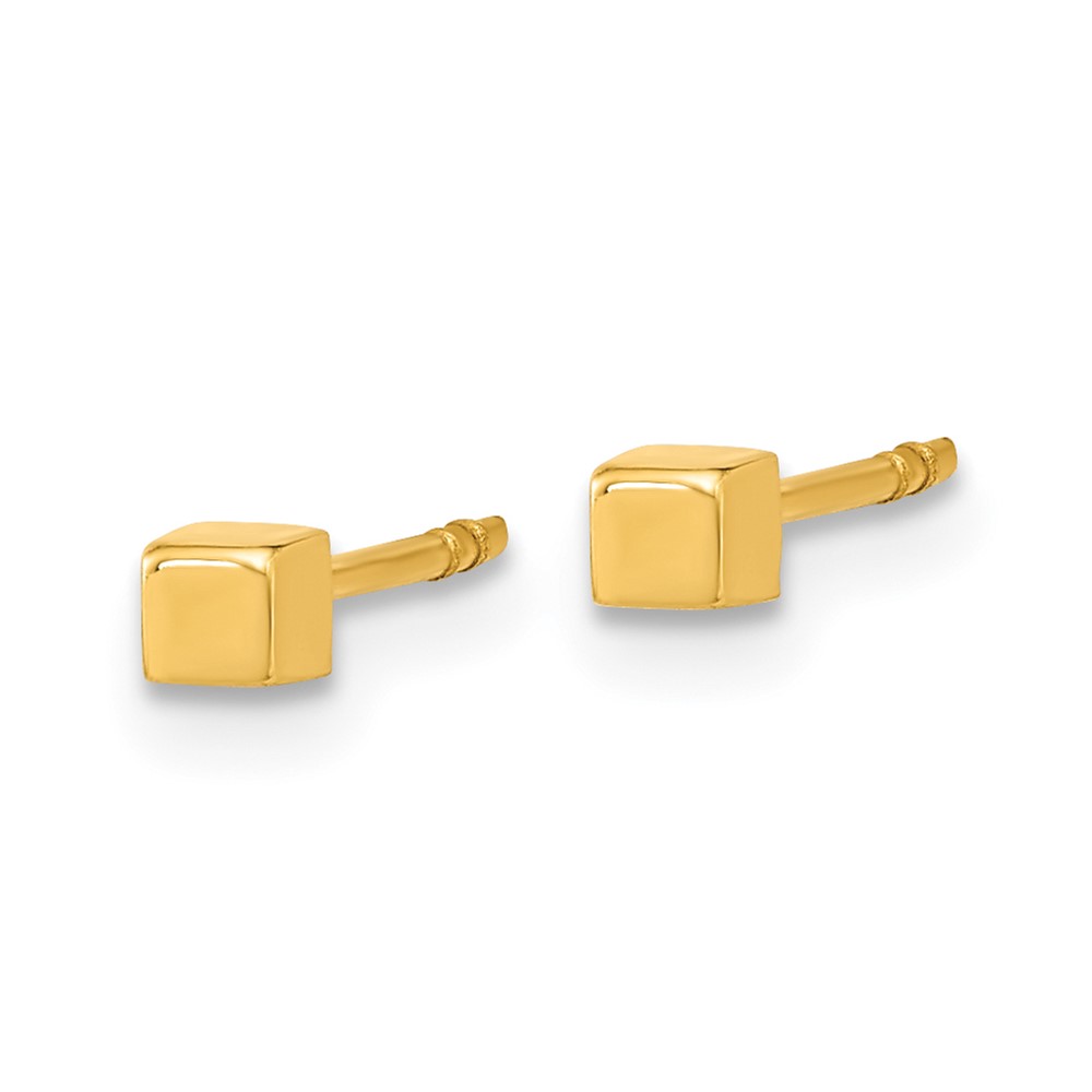 14K Polished Cube Post Earrings (YE1944)
