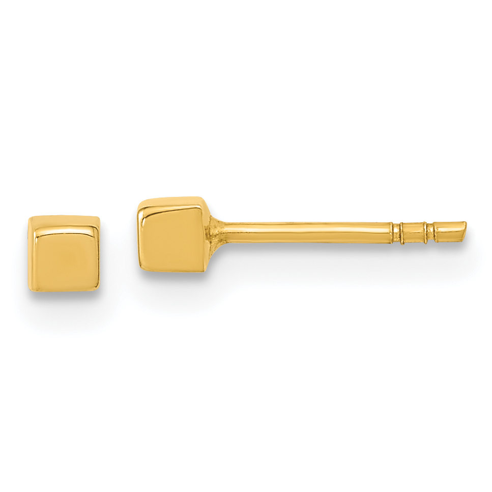 14K Polished Cube Post Earrings (YE1944)