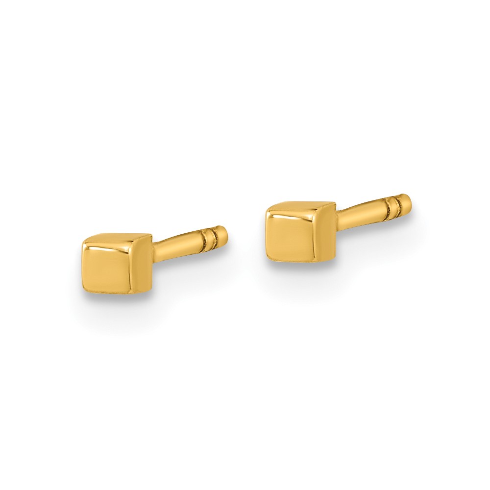 14K Polished Cube Post Earrings (YE1945)