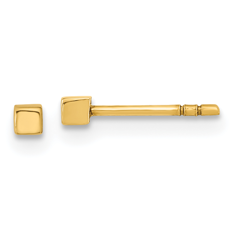14K Polished Cube Post Earrings (YE1945)