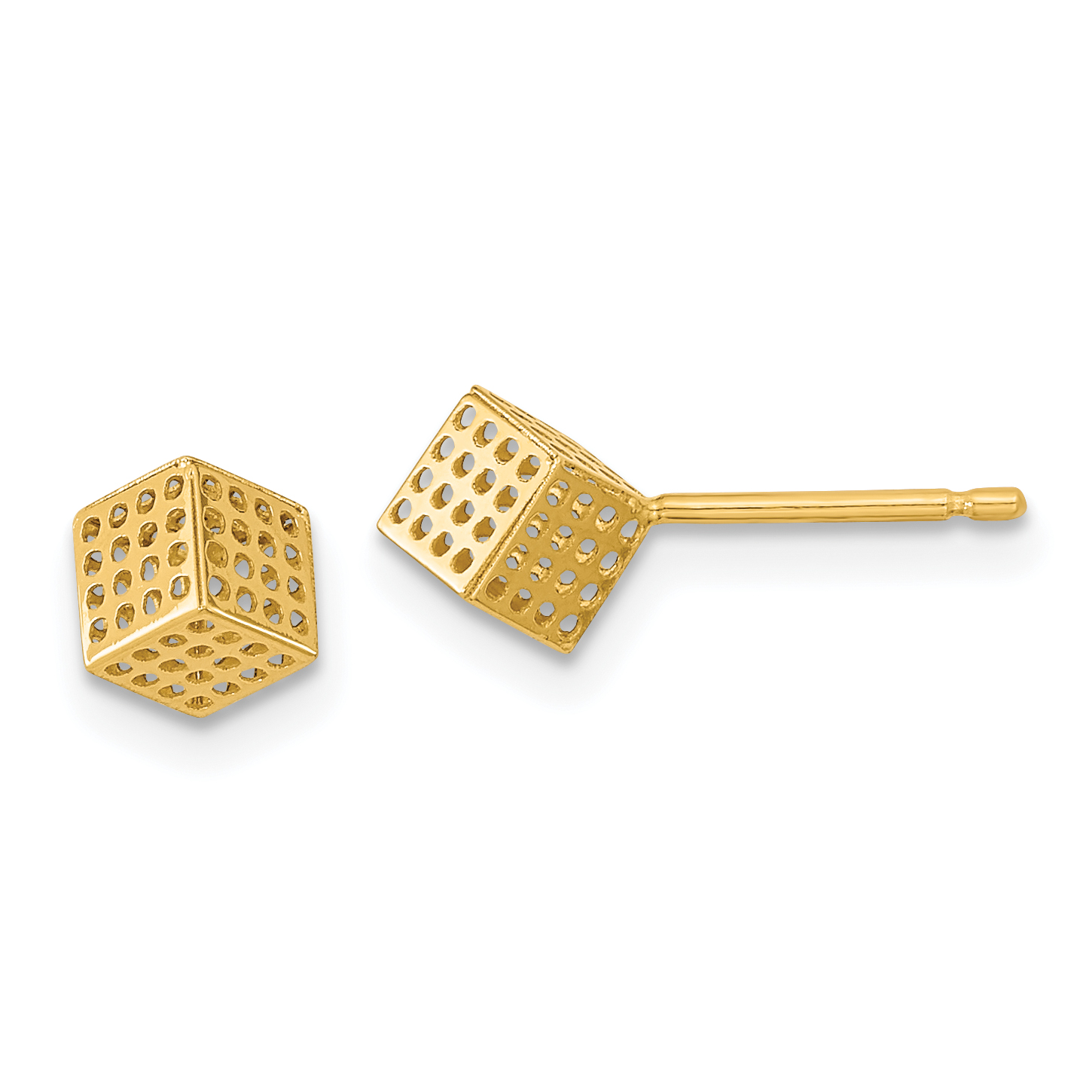 14K Gold Hollow Block Post Earrings (YE1946)