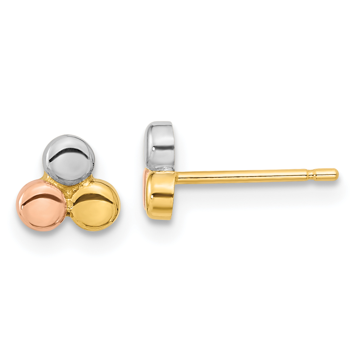 14K Tri-color Circle Post Earrings (YE1949)
