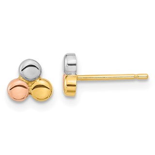 14K Tri-color Circles Post Earrings