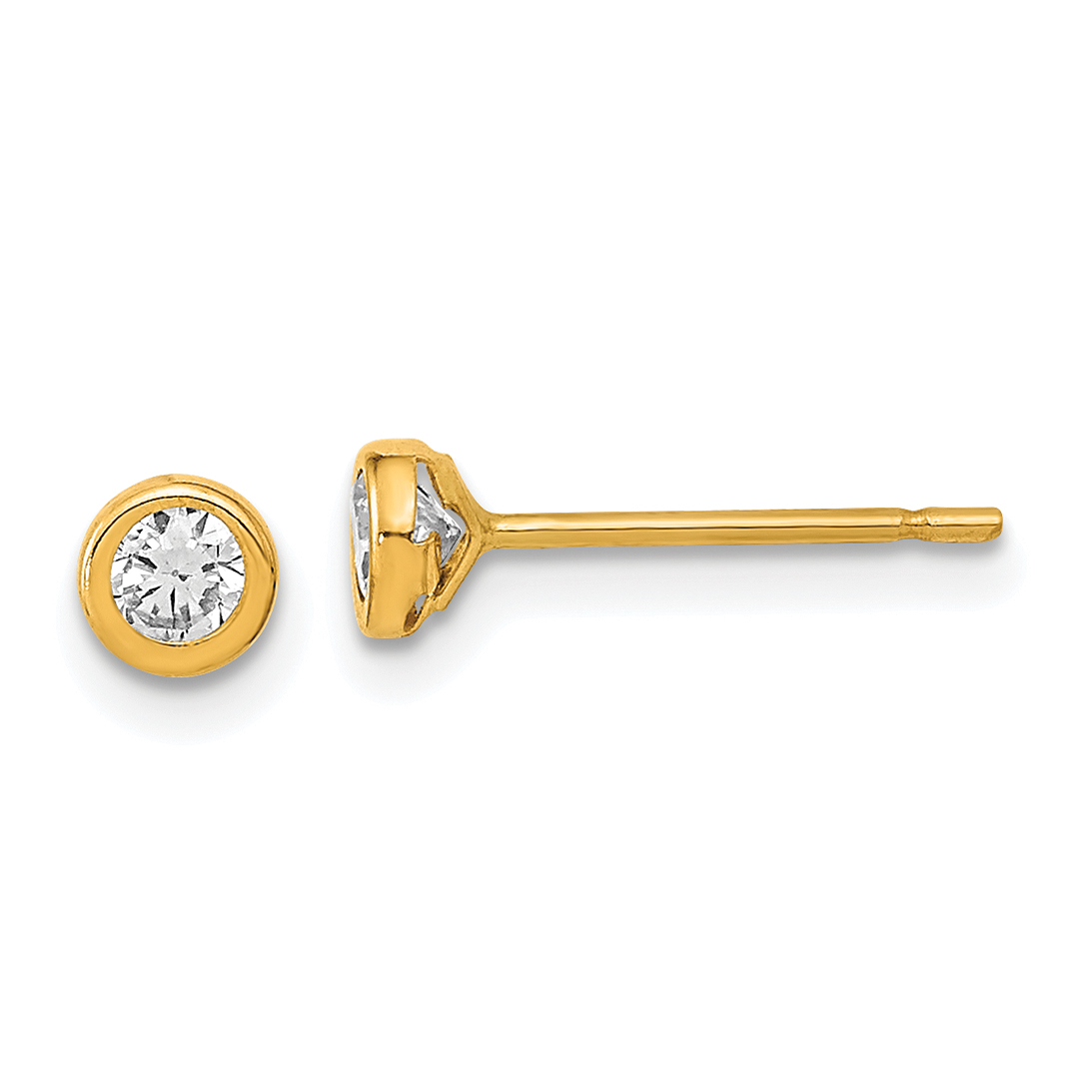 14K Polished Circle Bezel CZ Post Earrings (YE1954)