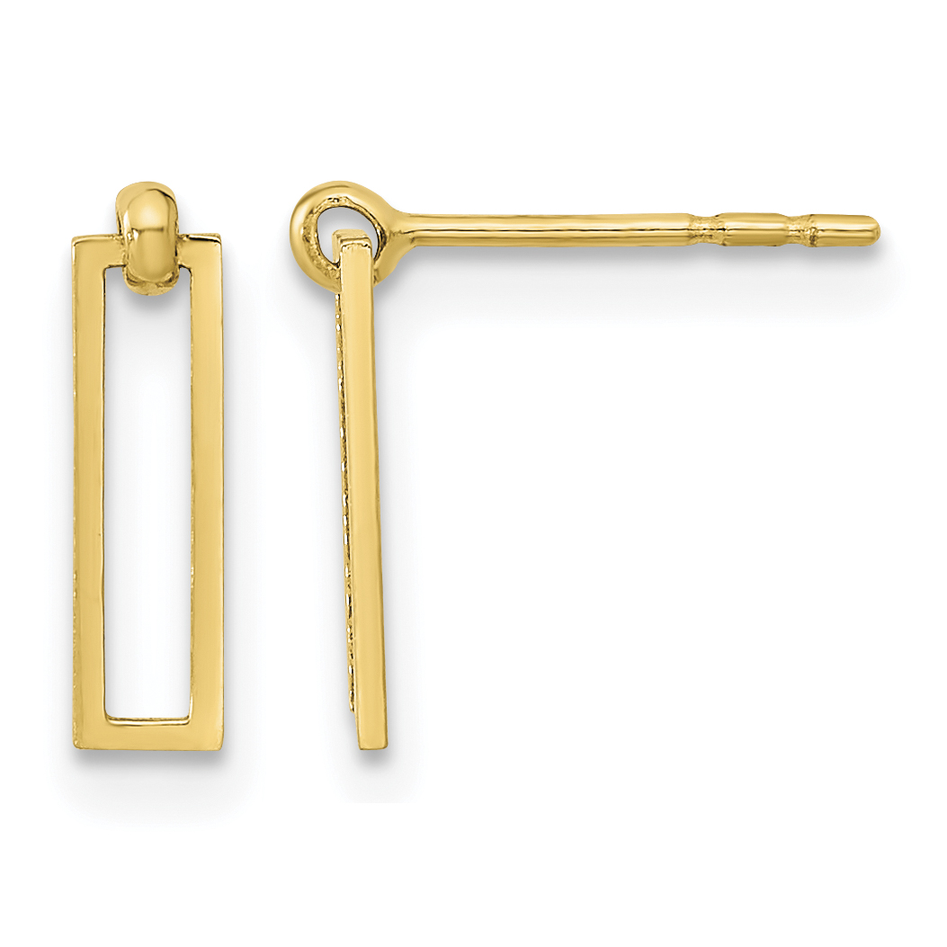 14K Polished Open Rectangle Dangle Post Earrings (YE1961)