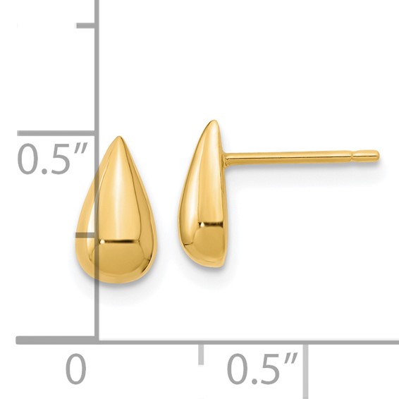 14K Polished 4.8x8.8mm Teardrop Post Earrings