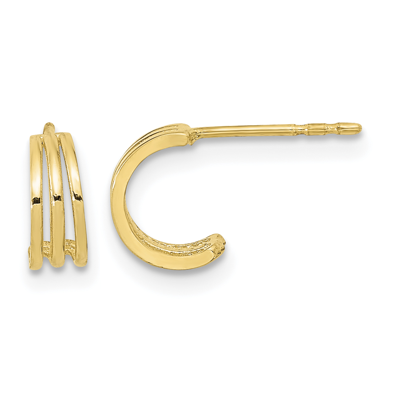 14K Polished Hoop Post Earrings (YE1970)