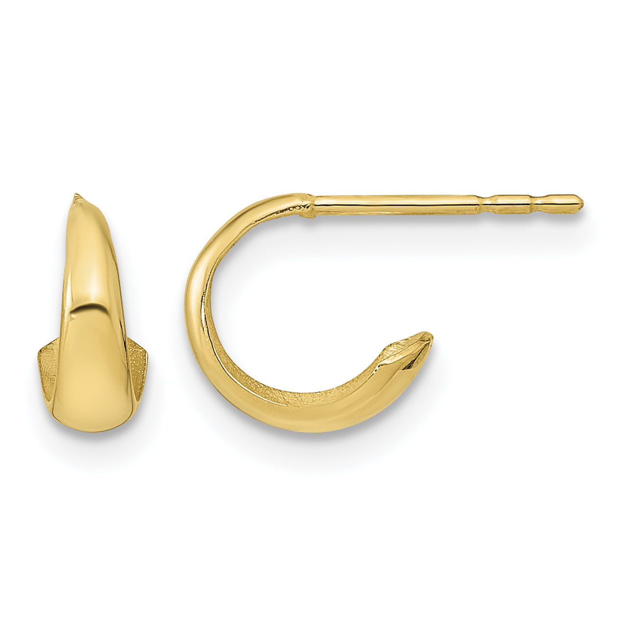 14K Polished Hoop Post Earrings (YE1974)