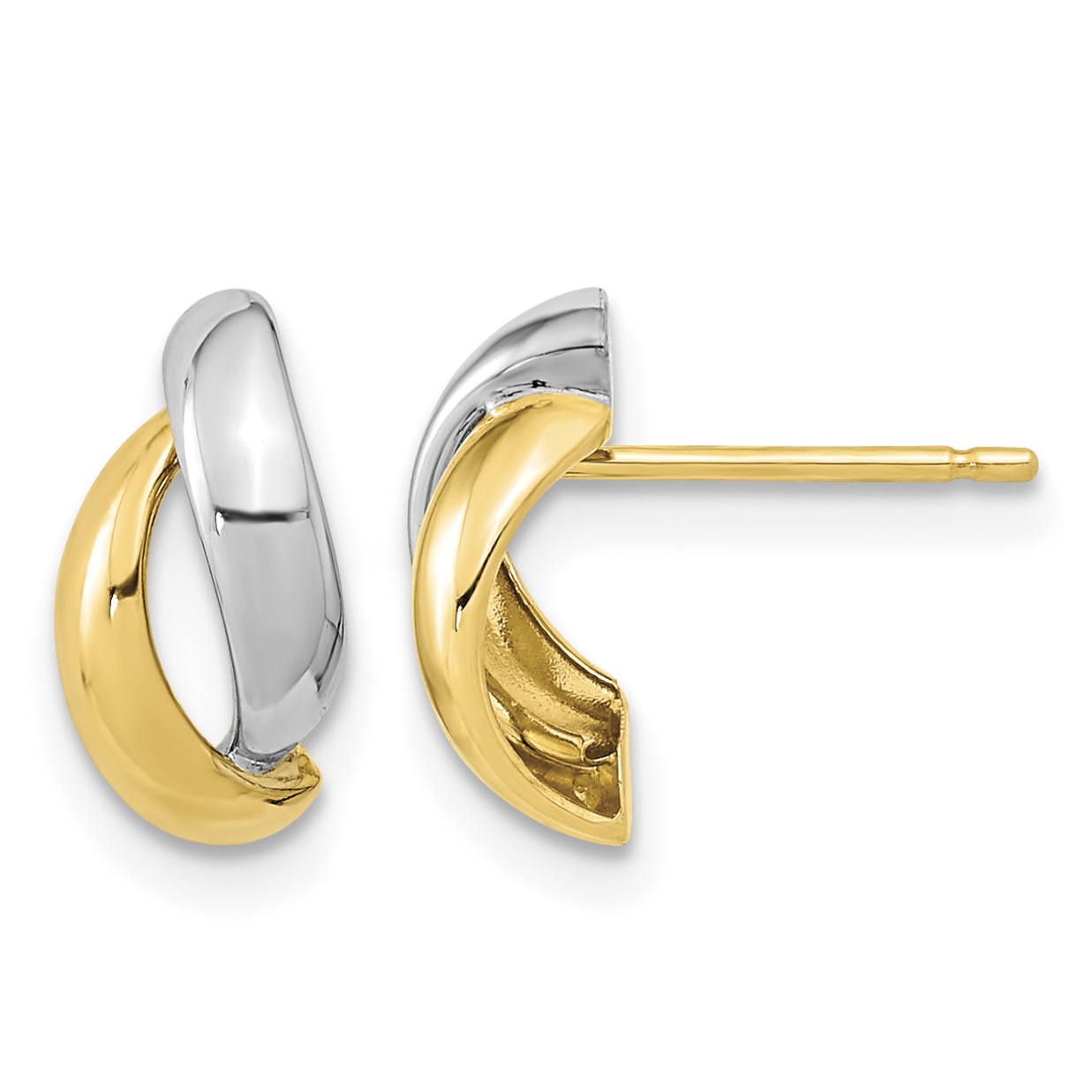 14K Gold White Rhodium Fancy Teardrop Post Earrings (YE1981)