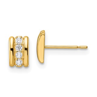 14K Polished CZ Curved Bar Post Earrings