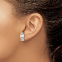 14K White Gold Polished and Satin 7x 6mm Fancy Overlap Post Earrings view 3