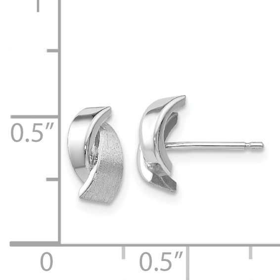 14k White Gold Polished and Satin 7x6mm Fancy Overlap Post Earrings
