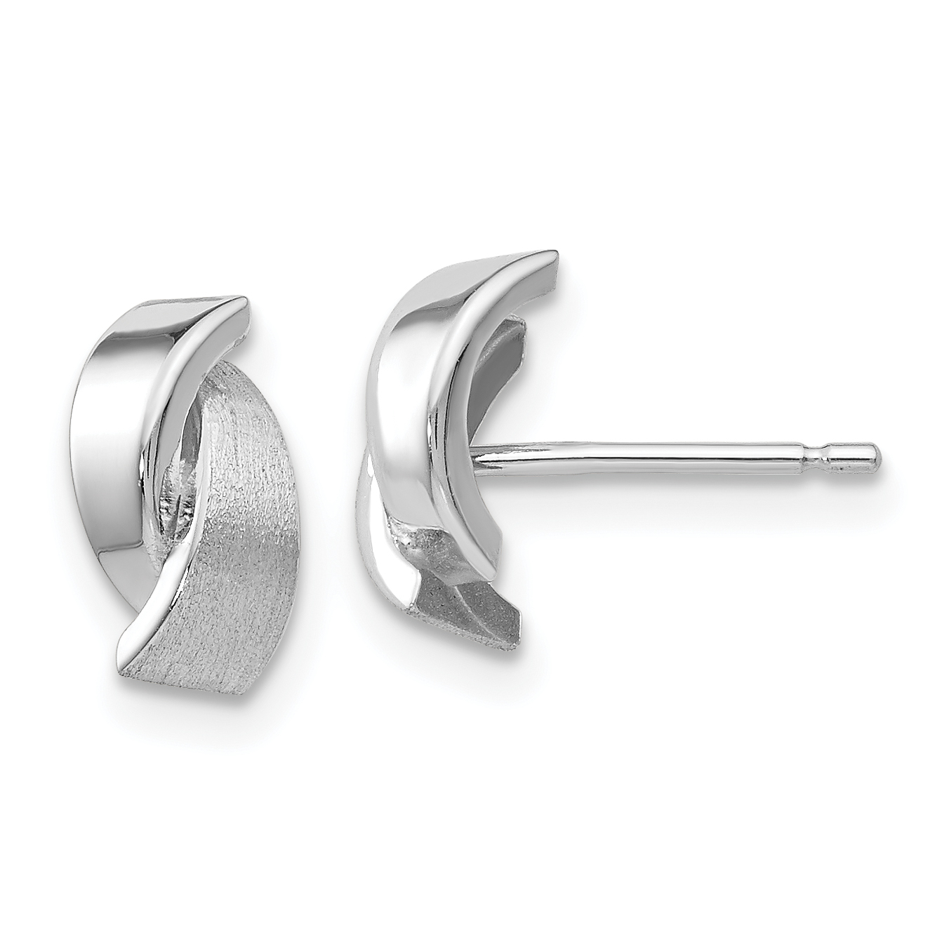 14k White Gold Polished & Satin Fancy Post Earrings (YE199)