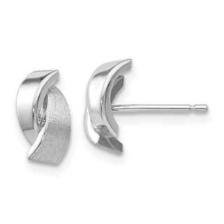 14k White Gold Polished and Satin 7x6mm Fancy Overlap Post Earrings