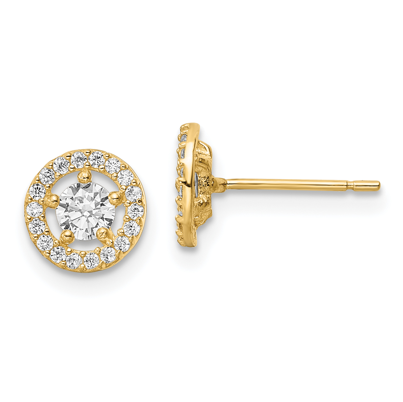 14k CZ Halo Stud Earrings (YE2004)