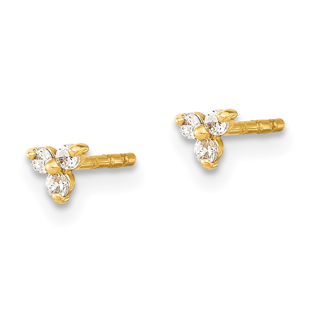 14K Polished CZ Triangle Post Earrings (YE2007)