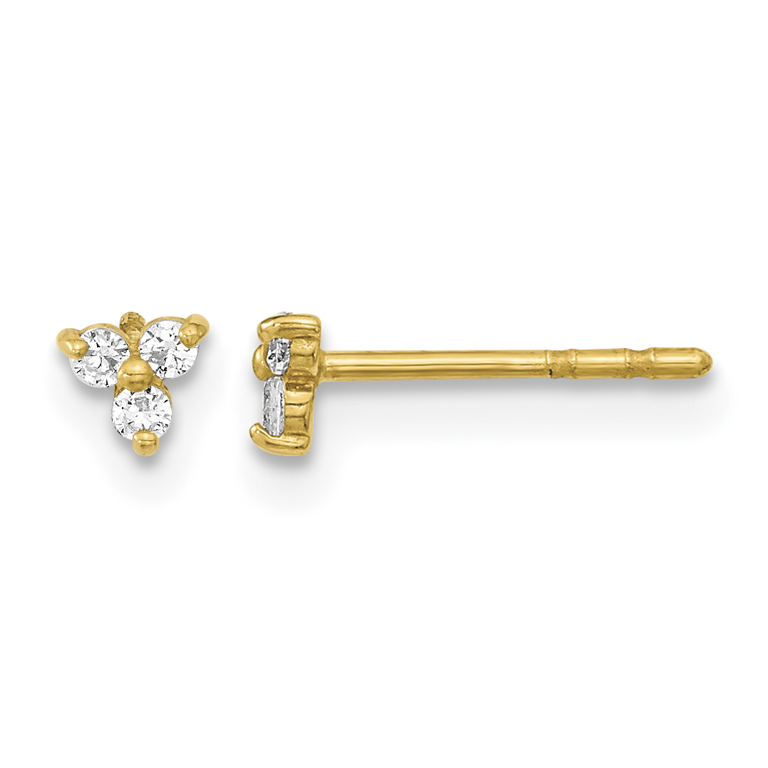 14K Polished CZ Triangle Post Earrings (YE2007)