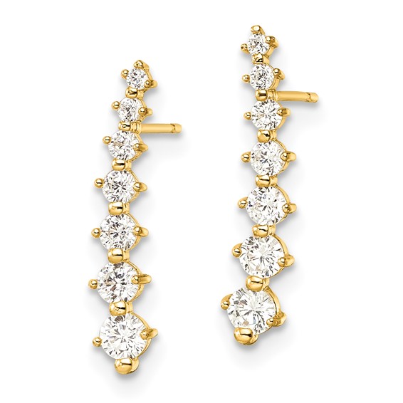 14K Polished Graduated White CZ Post Earrings