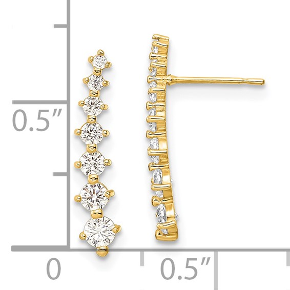14K Polished Graduated White CZ Post Earrings