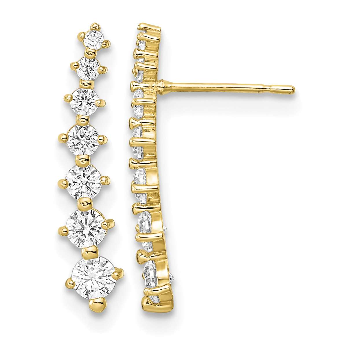 14K Polished White CZ Post Earrings (YE2012)