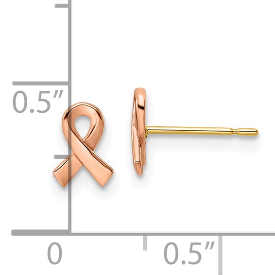 14k Two-tone Rose and Yellow 5x7mm Awareness Ribbon Post Earrings