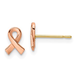 14k Two-tone Rose and Yellow 5x7mm Awareness Ribbon Post Earrings