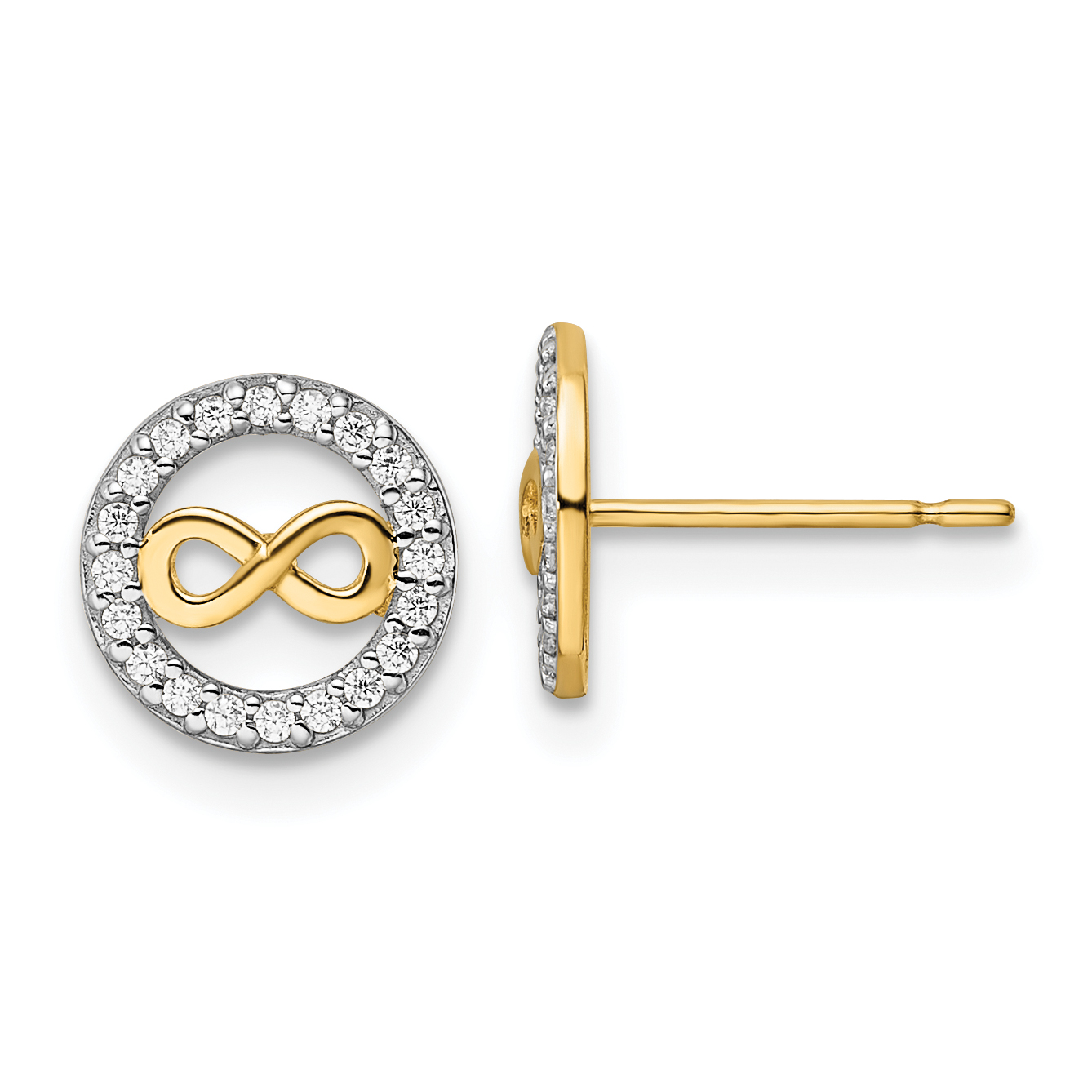14k CZ Infinity Symbol Post Earrings (YE2024)