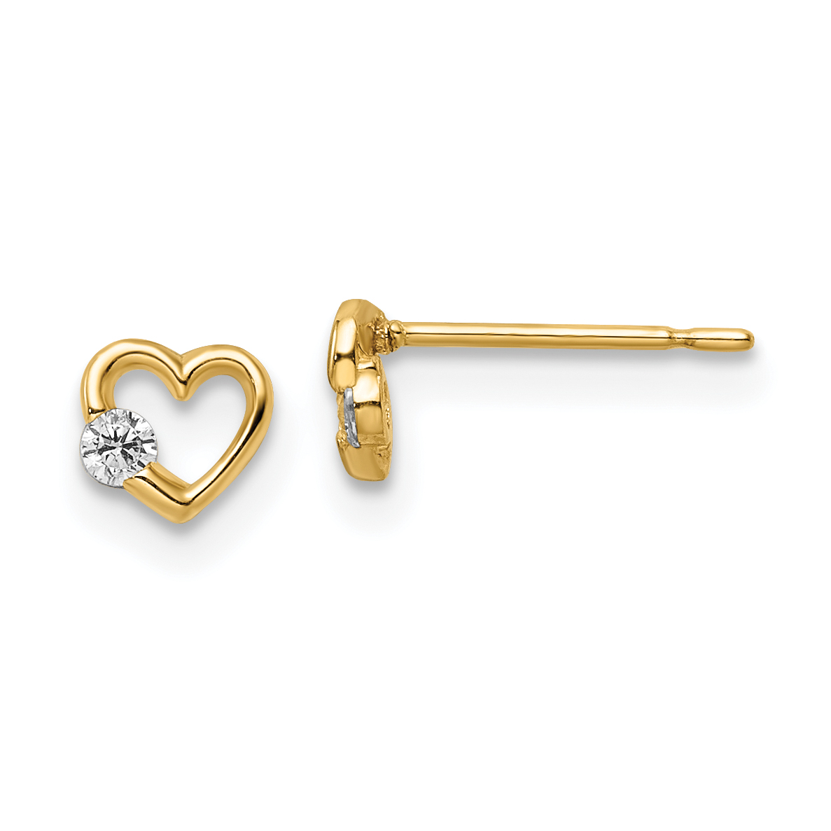 14k CZ Heart Post Earrings (YE2028)