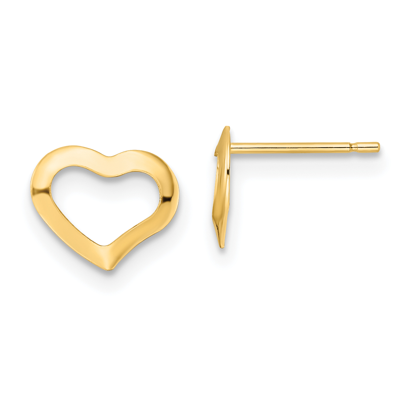 14K Polished Heart Post Earrings (YE2035)