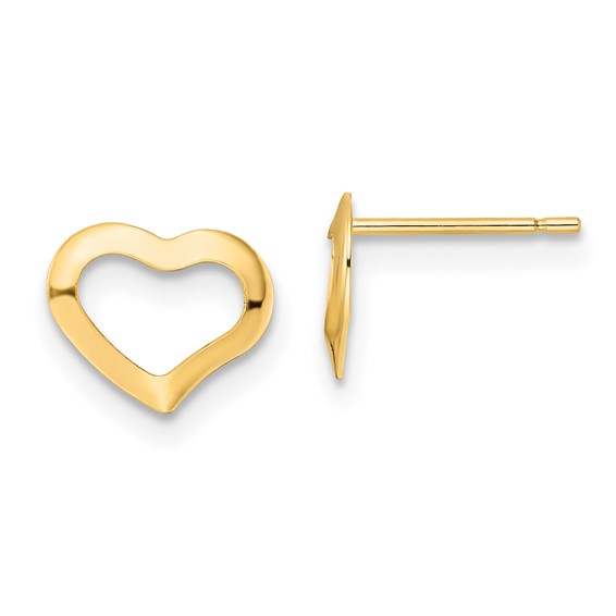 14K Polished Open Heart Post Earrings