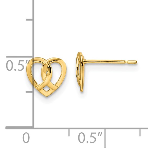 14k Polished Twisted Heart Post Earrings