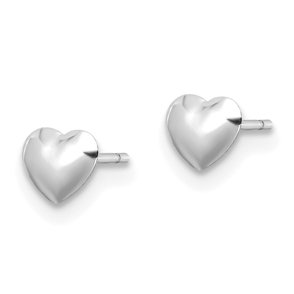 14K White Gold Polished Heart Post Stud Earrings (YE2043W)