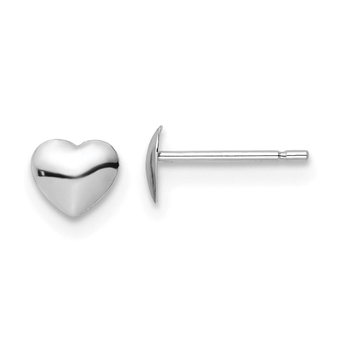 14K White Gold Polished Heart Post Stud Earrings (YE2043W)