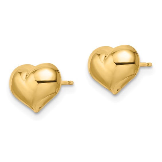 14k 7x10mm Polished Puffed Heart Post Earrings