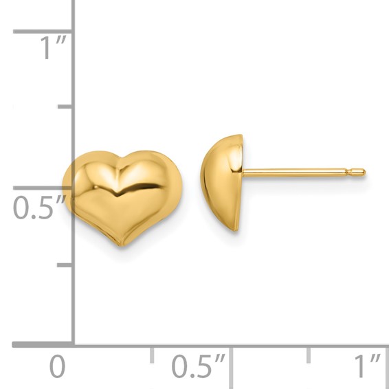 14k 7x10mm Polished Puffed Heart Post Earrings