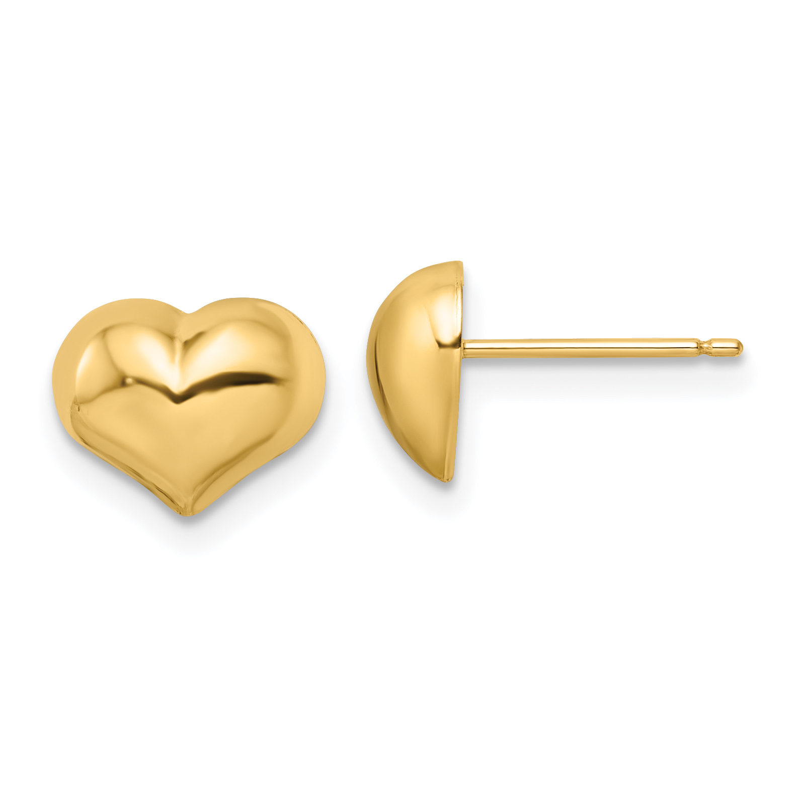 14k Polished Puffed Heart Post Earrings (YE2045)