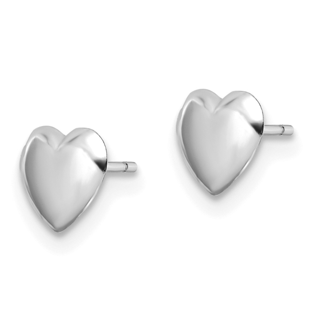 14K White Gold Polished Heart Post Earrings (YE2046W)