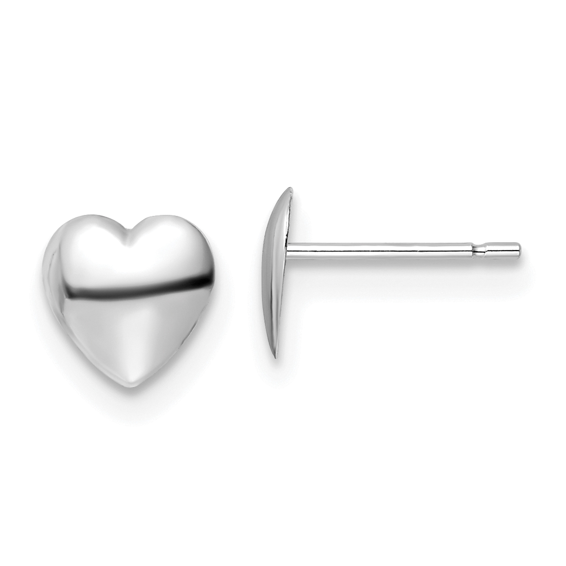 14K White Gold Polished Heart Post Earrings (YE2046W)