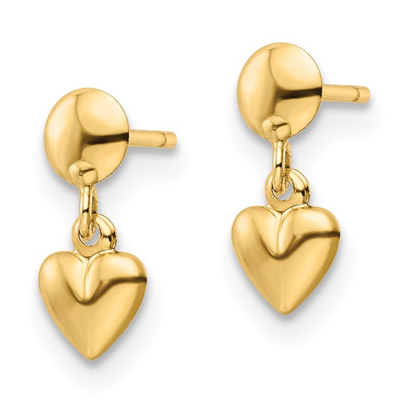 Gold Heart Dangle Earrings