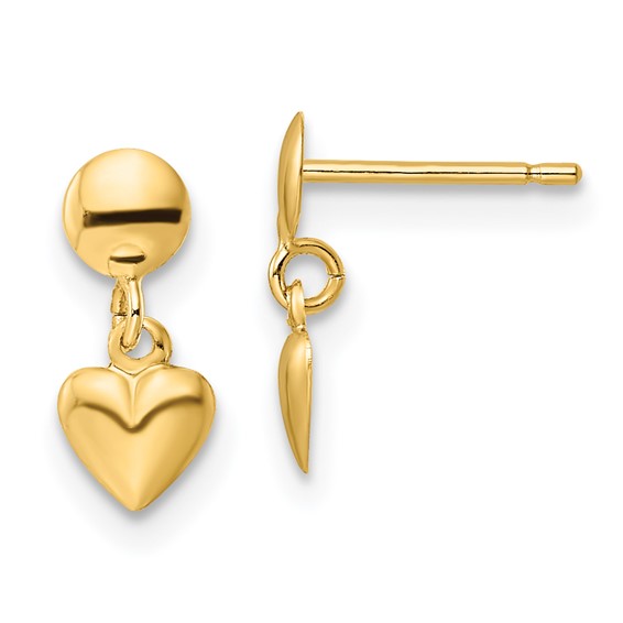 Gold Heart Dangle Earrings