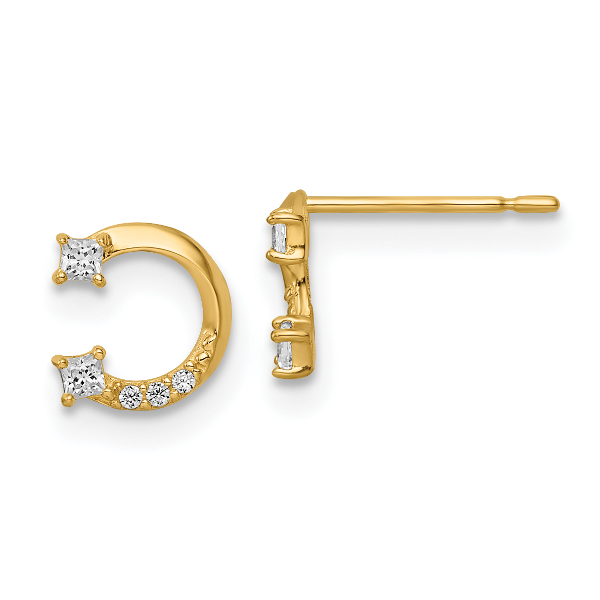 14k CZ Horseshoe Post Earrings (YE2057)