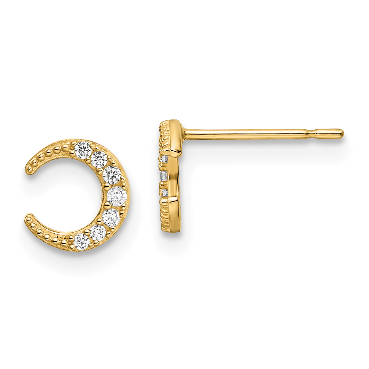 14k CZ Moon Post Earrings (YE2058)