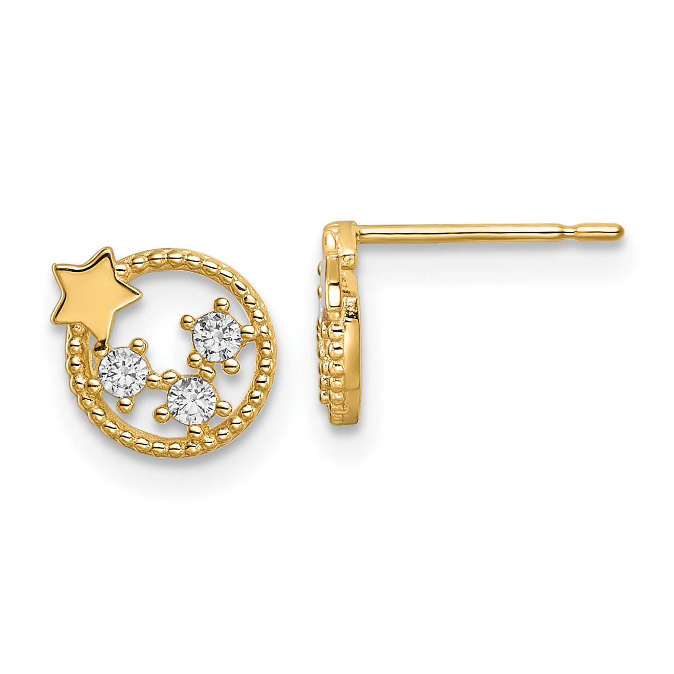14k CZ Stars Post Earrings (YE2059)