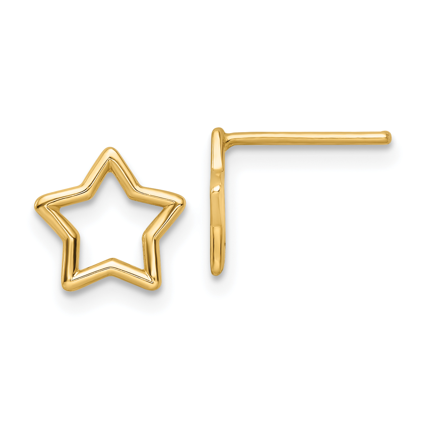 14k Polished Star Stud Post Earrings (YE2060)